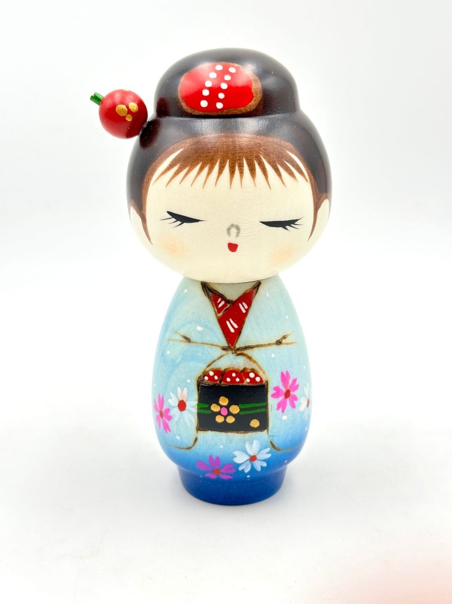 Bambole Kokeshi ARTIGIANATO GIAPPONESE | Kokeshi Hanadayori Blue