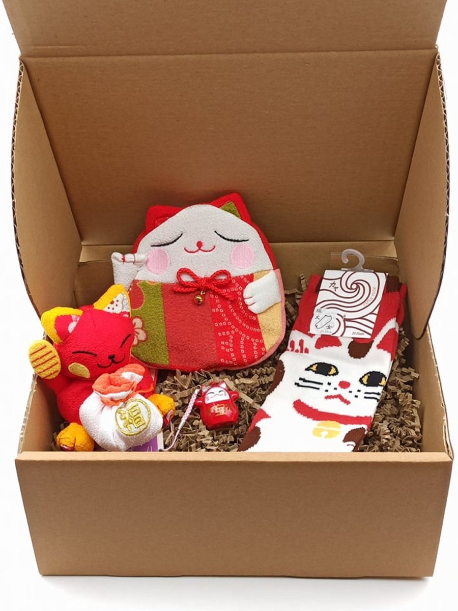 Gadget E Portafortuna ARTIGIANATO GIAPPONESE | Neko Box Red & White