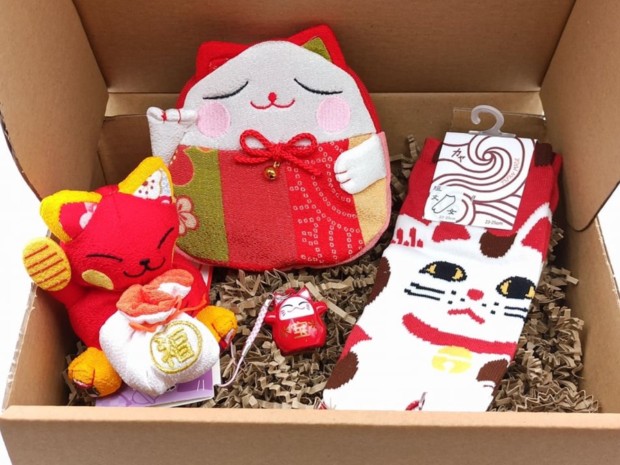 Gadget E Portafortuna ARTIGIANATO GIAPPONESE | Neko Box Red & White