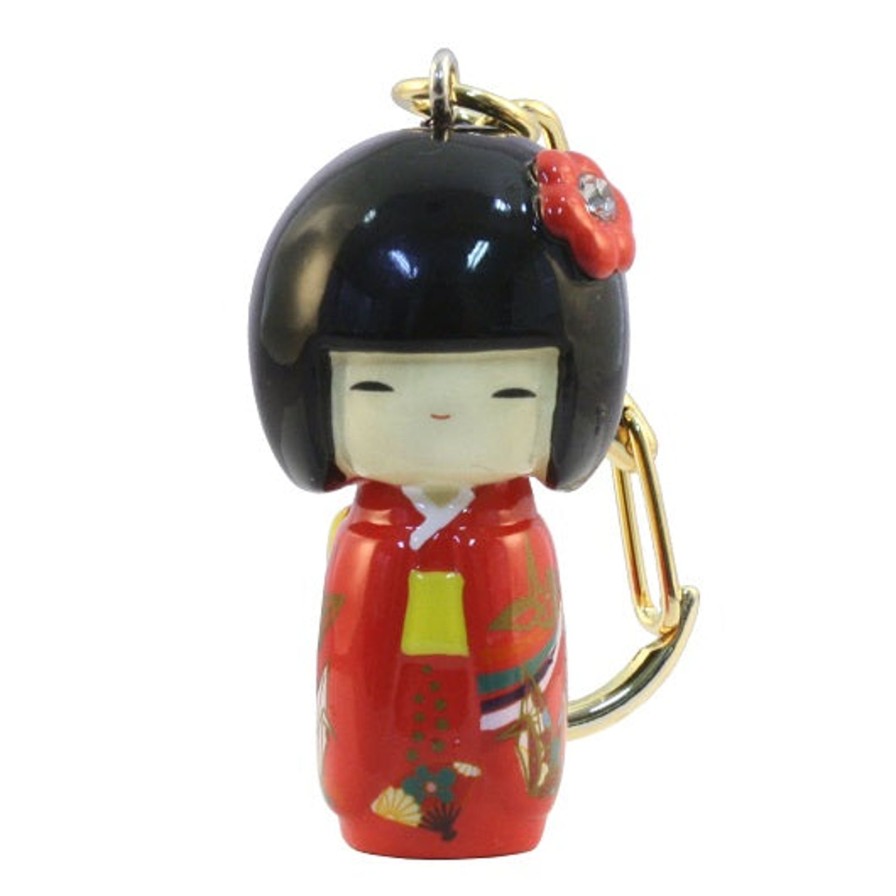 Gadget E Portafortuna ARTIGIANATO GIAPPONESE | Portachiavi Kokeshi Red