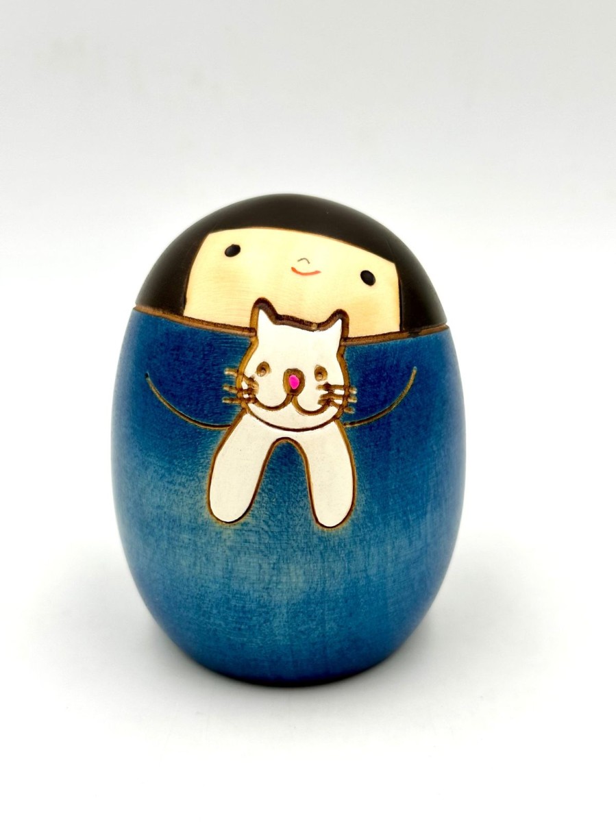 Bambole Kokeshi ARTIGIANATO GIAPPONESE | Kokeshi Neko No Sari